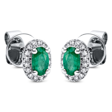 Ohrstecker 4er-Krappe Weißgold 18kt 0,10 Diamantschmuck Farbstein 0,45 ct - 2M807