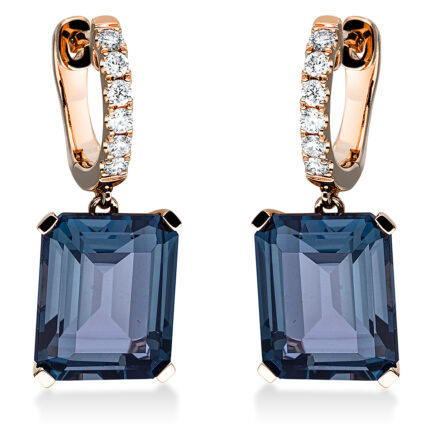 Ohrschmuck 4er-Krappe Rosegold 18kt 0,25 Diamantschmuck Farbstein 11,9 ct - 2N847