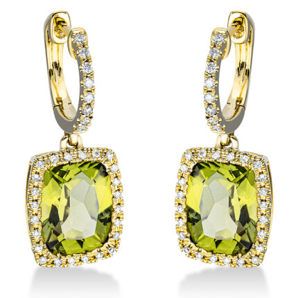 Ohrschmuck Gelbgold 18kt 0,30 Diamantschmuck Farbstein 6,7 ct - 2N863