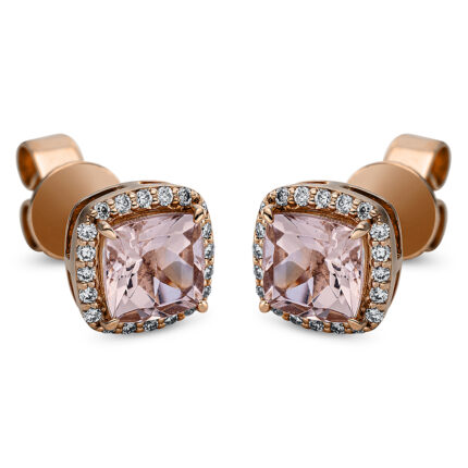 Ohrstecker 4er-Krappe Rosegold 18kt 0,11 Diamantschmuck Farbstein 0,97 ct - 2N962