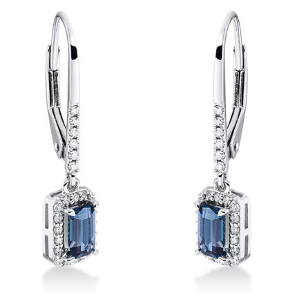 Ohrschmuck 4er-Krappe Weißgold 18kt 0,14 Diamantschmuck Farbstein 0,64 ct - 2O125