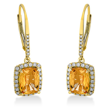 Ohrschmuck 4er-Krappe Gelbgold 18kt 0,39 Diamantschmuck Farbstein 2,67 ct - 2O136