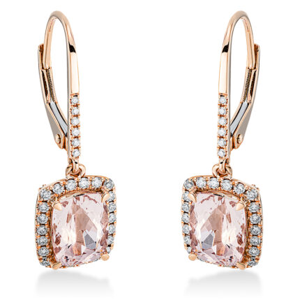 Ohrschmuck 4er-Krappe Rosegold 18kt 0,39 Diamantschmuck Farbstein 2,09 ct - 2O142