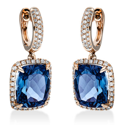 Ohrschmuck 4er-Krappe Rosegold 18kt 0,51 Diamantschmuck Farbstein 10,7 ct - 2O174