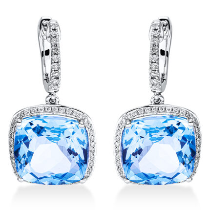 Ohrschmuck 4er-Krappe Weißgold 18kt 0,36 Diamantschmuck Farbstein 16,1 ct - 2O242