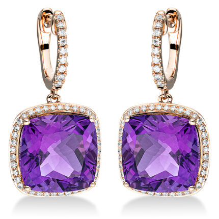 Ohrschmuck 4er-Krappe Rosegold 18kt 0,36 Diamantschmuck Farbstein 11,4 ct - 2O247