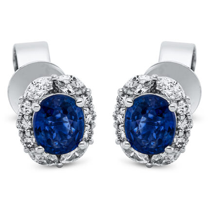 Ohrstecker Weißgold 18kt 0,33 Diamantschmuck Farbstein 1,24 ct - 2O970