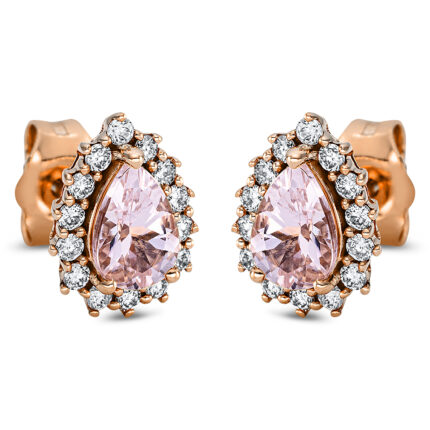 Ohrstecker 3er-Krappe Rosegold 18kt 0,21 Diamantschmuck Farbstein 0,7 ct - 2P185