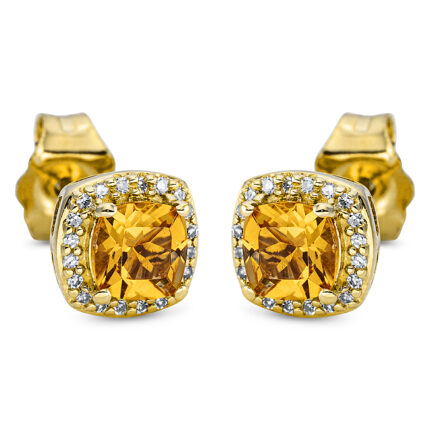 Ohrstecker Gelbgold 18kt 0,06 Diamantschmuck Farbstein 0,6 ct - 2P268