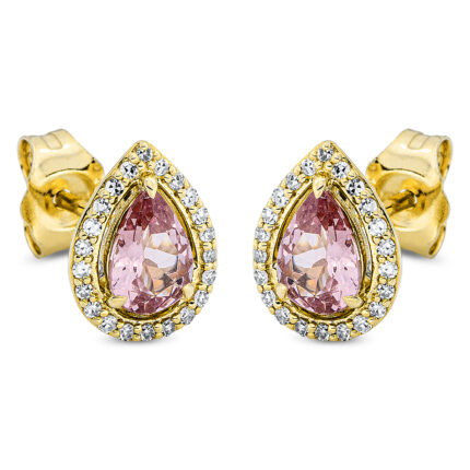 Ohrstecker 3er-Krappe Gelbgold 18kt 0,13 Diamantschmuck Farbstein 1,04 ct - 2P270