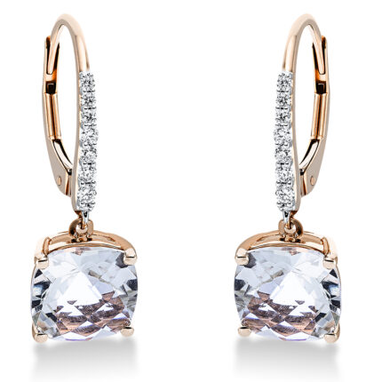 Ohrschmuck 4er-Krappe Rosegold 18kt 0,14 Diamantschmuck Farbstein 3,99 ct - 2P549