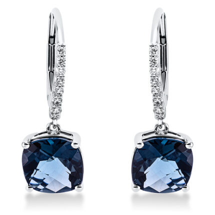 Ohrschmuck 4er-Krappe Weißgold 18kt 0,14 Diamantschmuck Farbstein 4,84 ct - 2P550