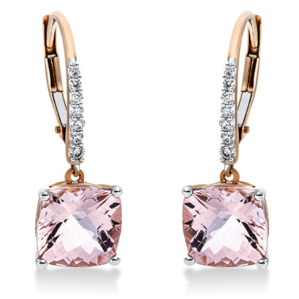 Ohrschmuck 4er-Krappe Rosegold 18kt 0,13 Diamantschmuck Farbstein 3,88 ct - 2P552