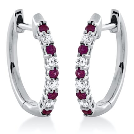 Creolen Weißgold 18kt 0,10 Diamantschmuck Farbstein 0,17 ct - 2P771