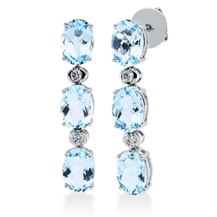 Ohrschmuck Weißgold 18kt 0,12 Diamantschmuck Farbstein 4,8 ct - 2Q634