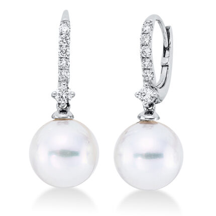 Ohrschmuck Weißgold 18kt 0,25 Diamantschmuck mit 12 Diamanten Südseeperle 9,5 mm - 2Q900