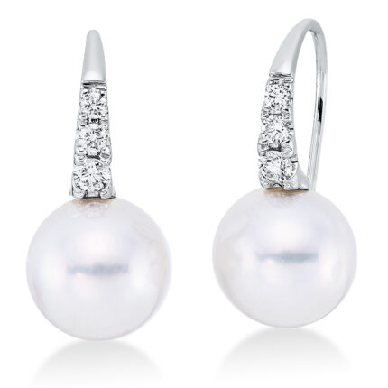 Ohrhänger Weißgold 18kt 0,20 Diamantschmuck mit 6 Diamanten Südseeperle 9 mm - 2Q901