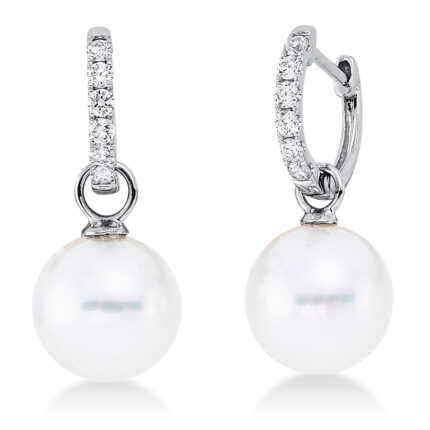 Ohrschmuck Weißgold 18kt 0,22 Diamantschmuck mit 12 Diamanten Südseeperle 9,5 mm - 2Q904