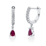 Ohrschmuck Weißgold 18kt 0,12 Diamantschmuck Farbstein 0,41 ct - 2S426