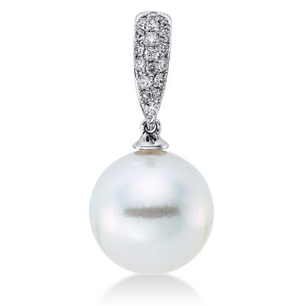 Anhänger Weißgold 18kt 0,10 Diamantschmuck mit 18 Diamanten Südseeperle 10 mm - 3A391