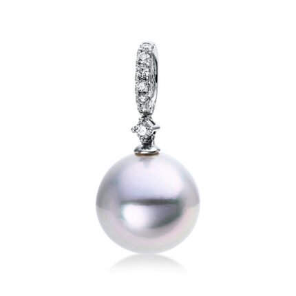 Anhänger Weißgold 18kt 0,11 Diamantschmuck mit 7 Diamanten Südseeperle 13 mm - 3C405