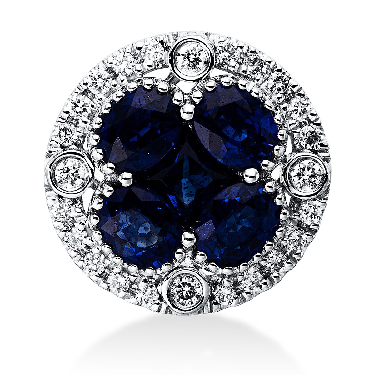 3F092W Anhänger Weißgold 18kt 0,15 Diamantschmuck Farbstein 1,26 ct - 3F092 – Bild 1