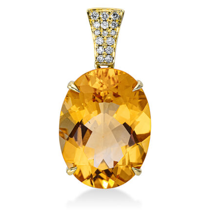Anhänger 4er-Krappe Gelbgold 18kt 0,08 Diamantschmuck Farbstein 8,3 ct - 3F893