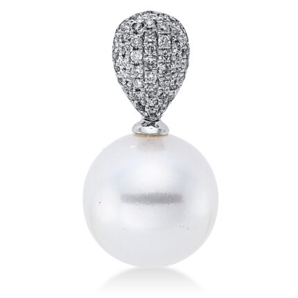 Anhänger Weißgold 18kt 0,21 Diamantschmuck mit 47 Diamanten Südseeperle 11 mm - 3F898