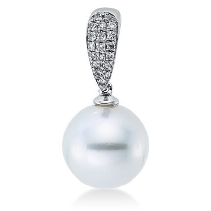 Anhänger Weißgold 18kt 0,10 Diamantschmuck mit 20 Diamanten Südseeperle 11 mm - 3F910