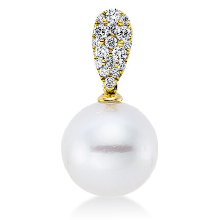 Anhänger Gelbgold 18kt 0,22 Diamantschmuck mit 17 Diamanten Südseeperle 11,5 mm - 3F922