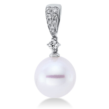 Anhänger Weißgold 18kt 0,15 Diamantschmuck mit 9 Diamanten Südseeperle 11,5 mm - 3F955