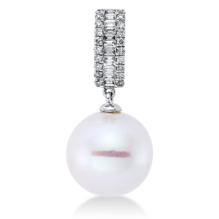 Anhänger Weißgold 18kt 0,26 Diamantschmuck mit 32 Diamanten Südseeperle 11,5 mm - 3F960