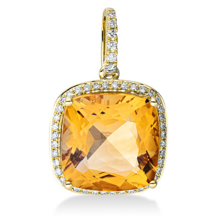 Anhänger 4er-Krappe Gelbgold 18kt 0,21 Diamantschmuck Farbstein 7,4 ct - 3G177