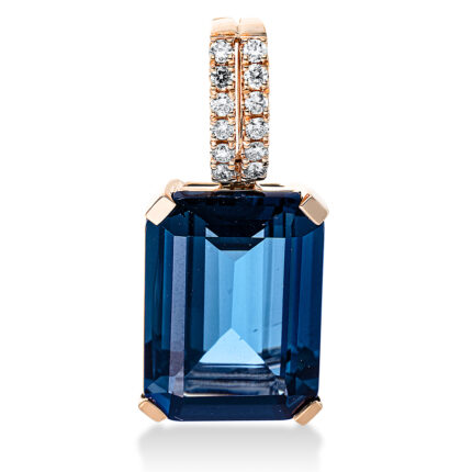 Anhänger 4er-Krappe Rosegold 18kt 0,13 Diamantschmuck Farbstein 7,7 ct - 3G182