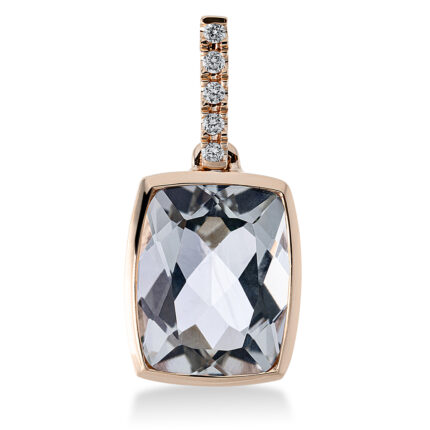 Anhänger Zarge Rosegold 18kt 0,04 Diamantschmuck Farbstein 3 ct - 3G269