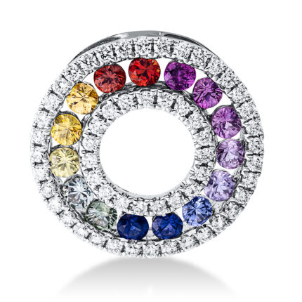 Anhänger Weißgold 18kt 0,20 Diamantschmuck Farbstein 0,52 ct - 3G409