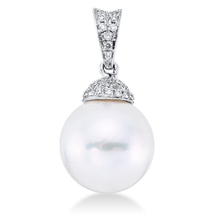 Anhänger Weißgold 18kt 0,13 Diamantschmuck mit 27 Diamanten Südseeperle 9,5 mm - 3G913