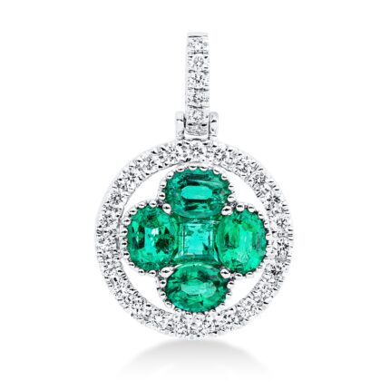 Anhänger Weißgold 18kt 0,24 Diamantschmuck Farbstein 0,67 ct - 3H054