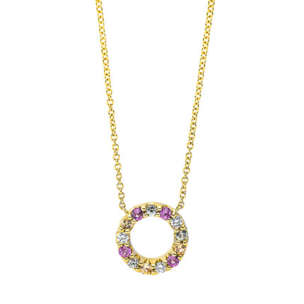 Collier Gelbgold 18kt 0,07 Diamantschmuck Farbstein 0,28 ct - 4J417