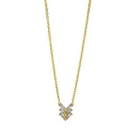 Collier Gelbgold 18kt 0,12 Diamantschmuck mit 9 Diamanten - 4J464
