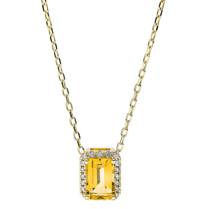 Collier 4er-Krappe Gelbgold 18kt 0,08 Diamantschmuck Farbstein 0,92 ct - 4J742