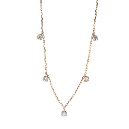Collier Rosegold 18kt 0,38 Diamantschmuck mit 5 Diamanten - 4J838