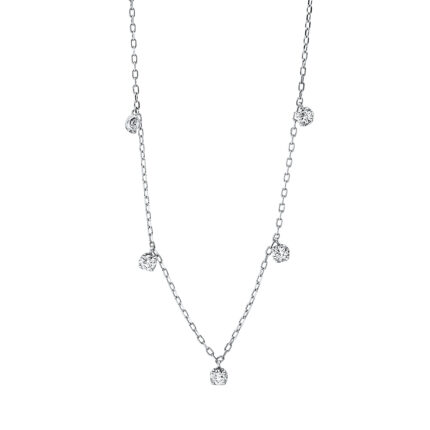Collier Weißgold 18kt 0,37 Diamantschmuck mit 5 Diamanten - 4J838