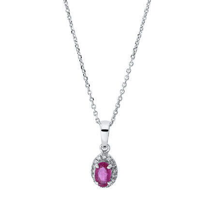 Collier 4er-Krappe Weißgold 18kt 0,05 Diamantschmuck Farbstein 0,31 ct - 4J972