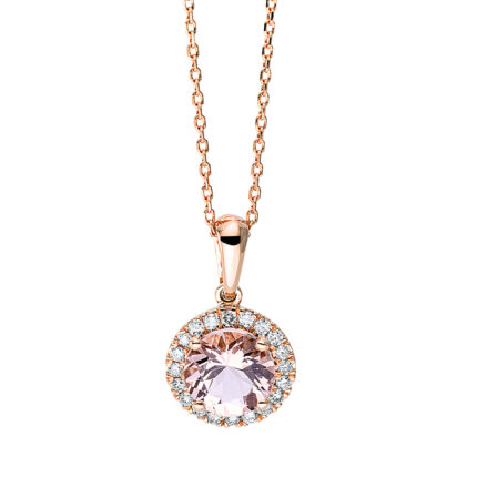 Collier Rosegold 18kt 0,12 Diamantschmuck Farbstein 0,87 ct - 4K341