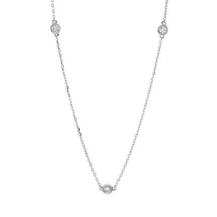 Collier Weißgold 18kt 0,10 Diamantschmuck mit 3 Diamanten - 4K372