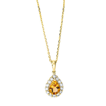 Collier Gelbgold 18kt 0,25 Diamantschmuck Farbstein 0,62 ct - 4K428