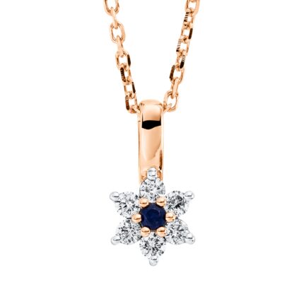 Collier Rosegold 18kt 0,08 Diamantschmuck Farbstein 0,02 ct - 4M338