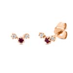 Ohrstecker Rosegold 18kt 0,05 Diamantschmuck Farbstein 0,08 ct - 2S859