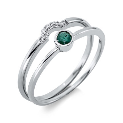 Farbstein Weißgold 18kt 0,03 Diamantringe Farbstein 0,12 ct - 1CP42